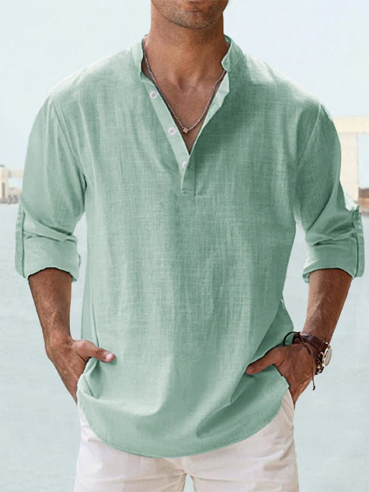 Nolan | Men's Casual Linen Summer Shirt with Quarter Buttons