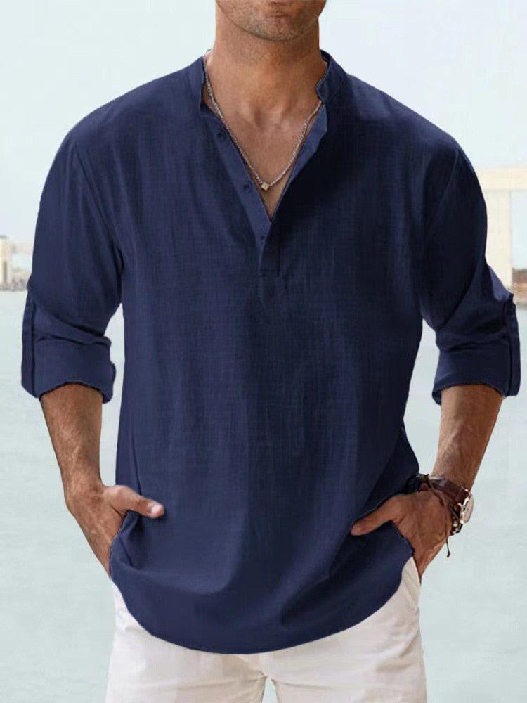 Nolan | Men's Casual Linen Summer Shirt with Quarter Buttons