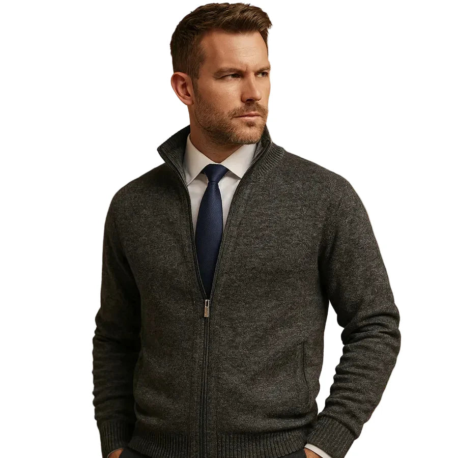 Julian | Men's Stand Collar Knit Cardigan with Zippers