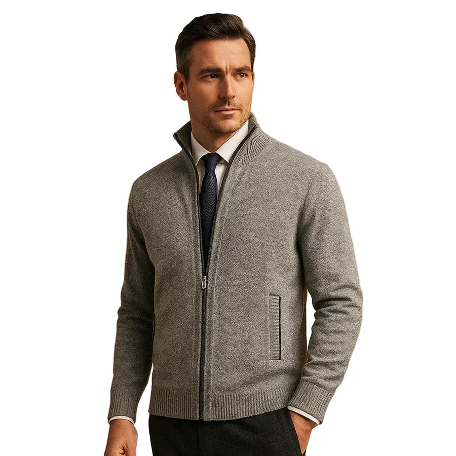 Julian | Men's Stand Collar Knit Cardigan with Zippers