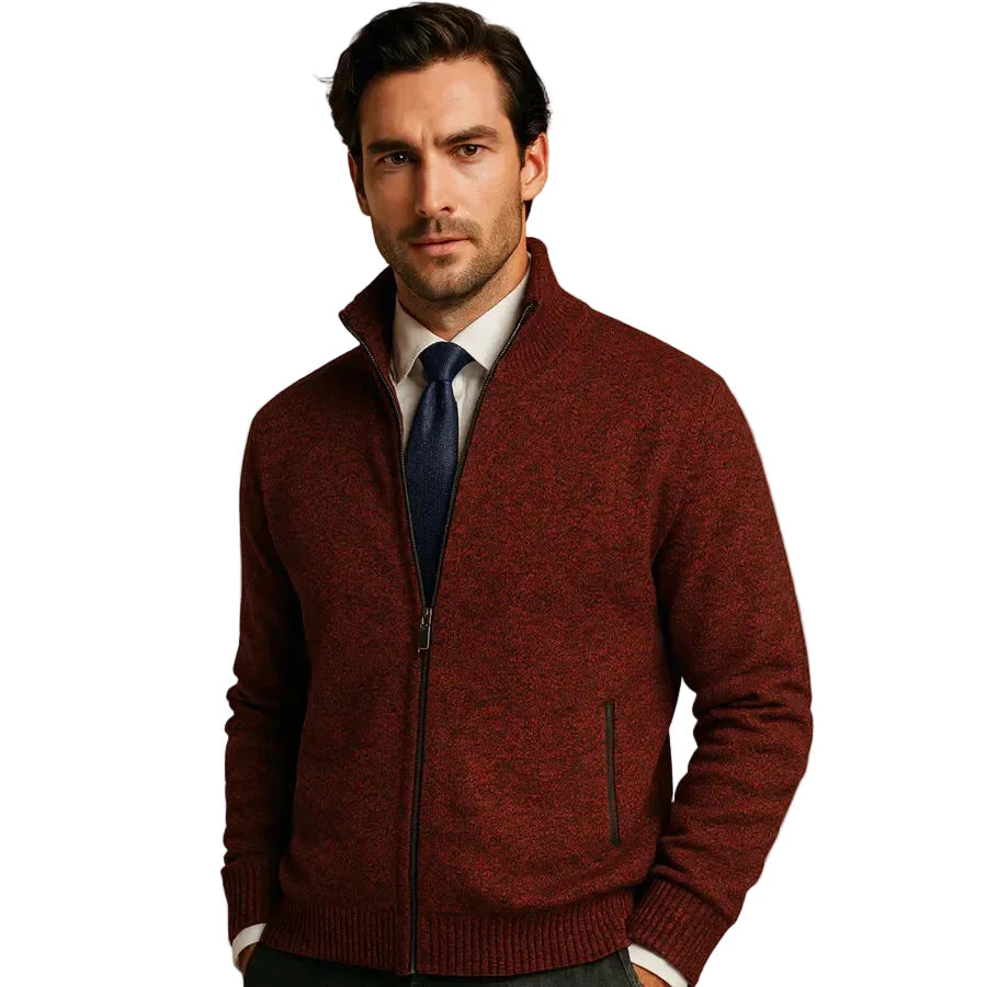 Julian | Men's Stand Collar Knit Cardigan with Zippers