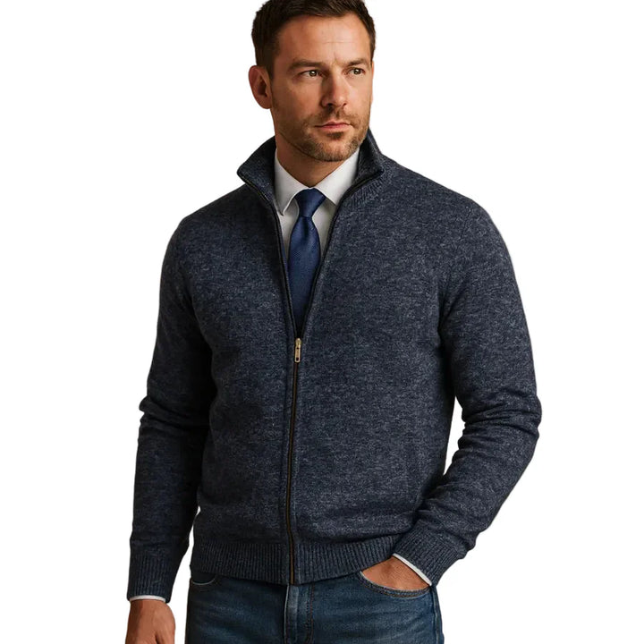 Julian | Men's Stand Collar Knit Cardigan with Zippers