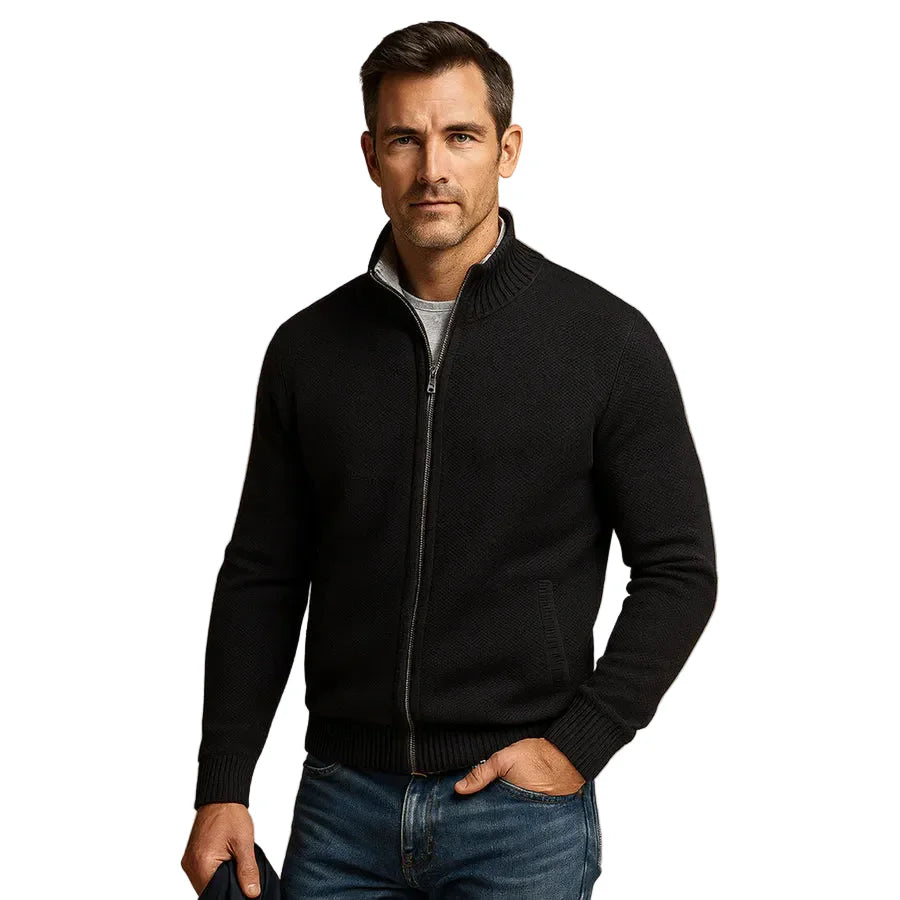 Julian | Men's Stand Collar Knit Cardigan with Zippers