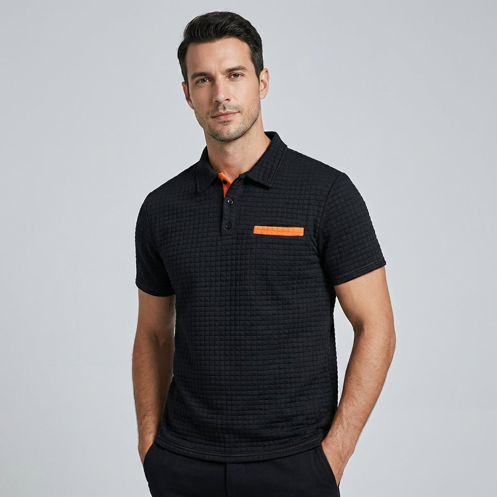 Walter | Men's Waffle Polo Shirt with Chest Pocket