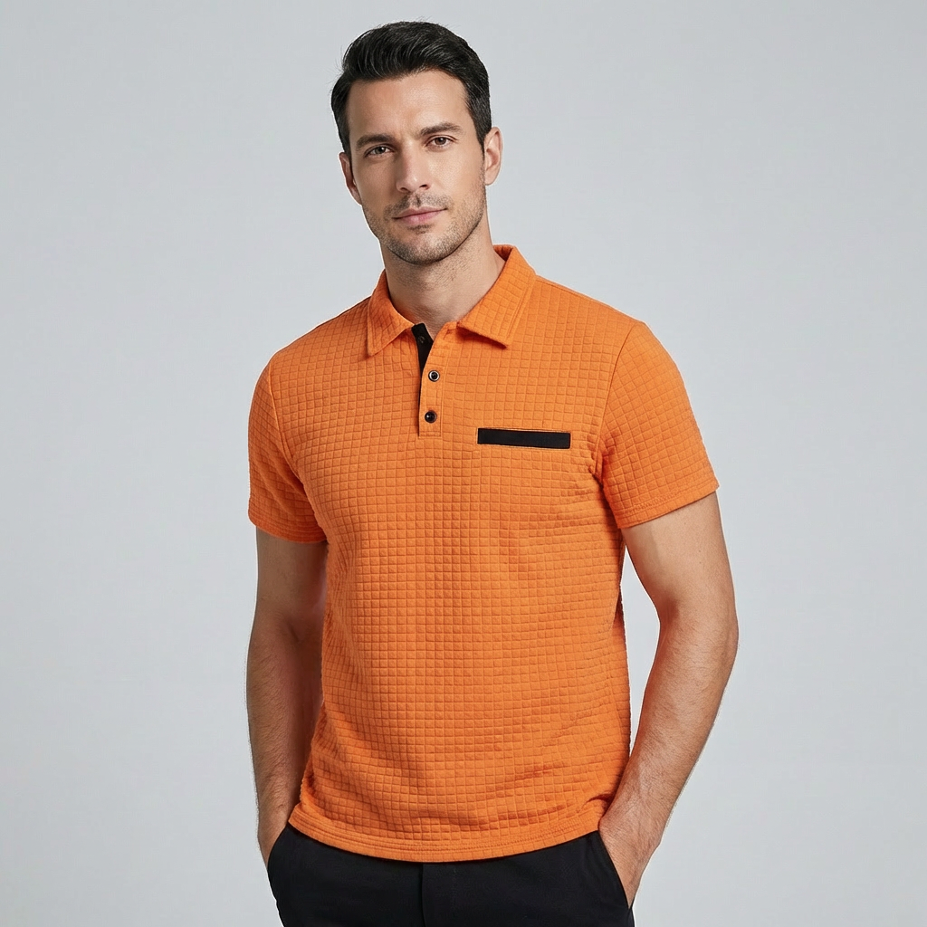 Walter | Men's Waffle Polo Shirt with Chest Pocket