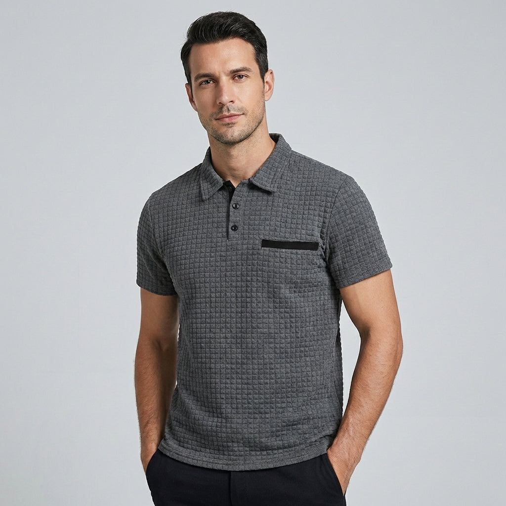 Walter | Men's Waffle Polo Shirt with Chest Pocket