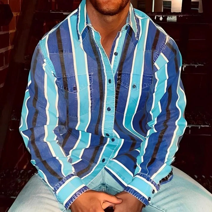 Logan | Men's Striped Multicolor Shirt with Long Sleeve and Buttons