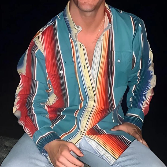 Logan | Men's Striped Multicolor Shirt with Long Sleeve and Buttons
