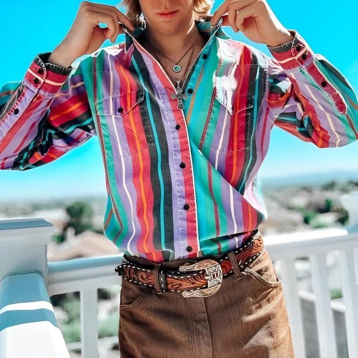 Logan | Men's Striped Multicolor Shirt with Long Sleeve and Buttons