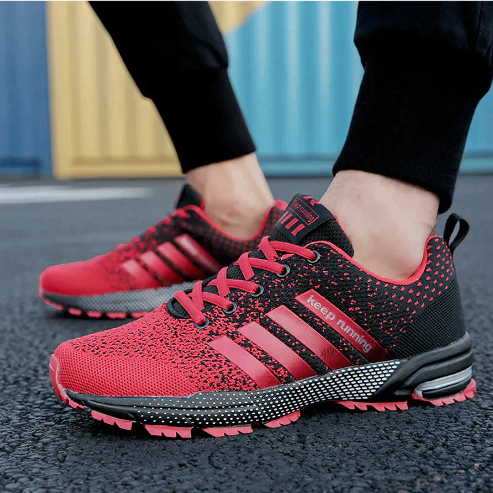 Aero | Men's Mesh Running Sneakers with Lace Up and Striped Style