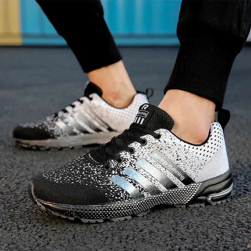 Aero | Men's Mesh Running Sneakers with Lace Up and Striped Style