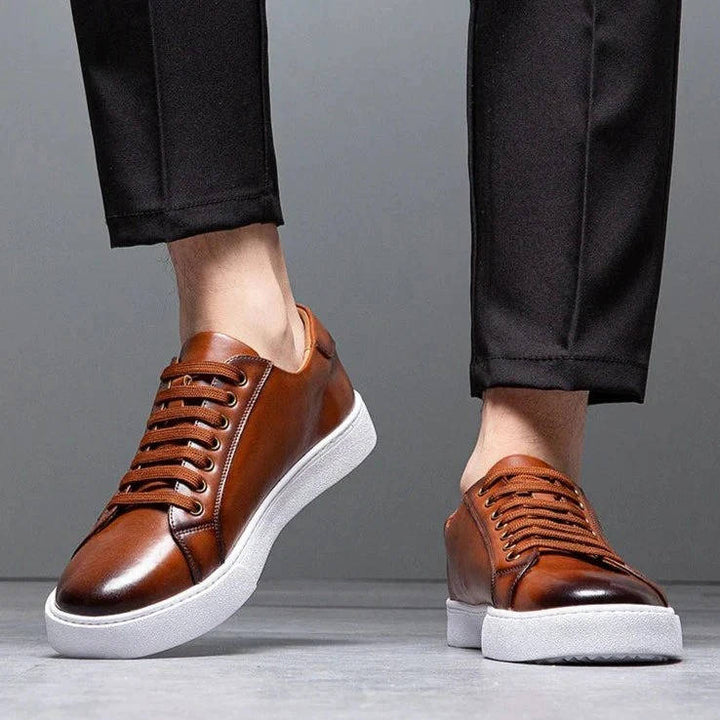Evan | Men's Leather Low Top Sneakers with Lace Up