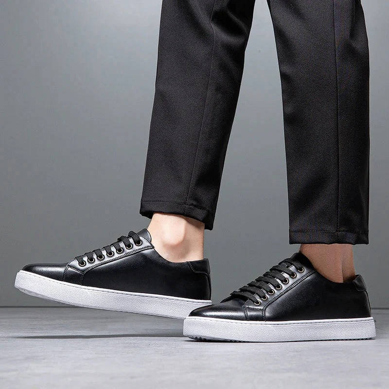 Evan | Men's Leather Low Top Sneakers with Lace Up