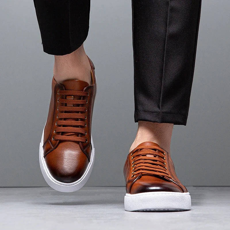 Evan | Men's Leather Low Top Sneakers with Lace Up