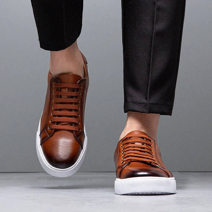 Evan | Men's Leather Low Top Sneakers with Lace Up