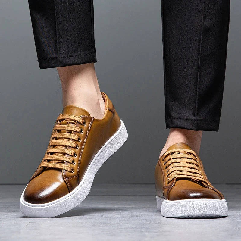 Evan | Men's Leather Low Top Sneakers with Lace Up