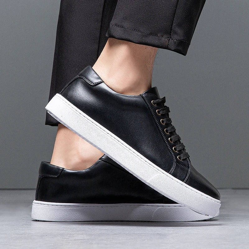 Evan | Men's Leather Low Top Sneakers with Lace Up