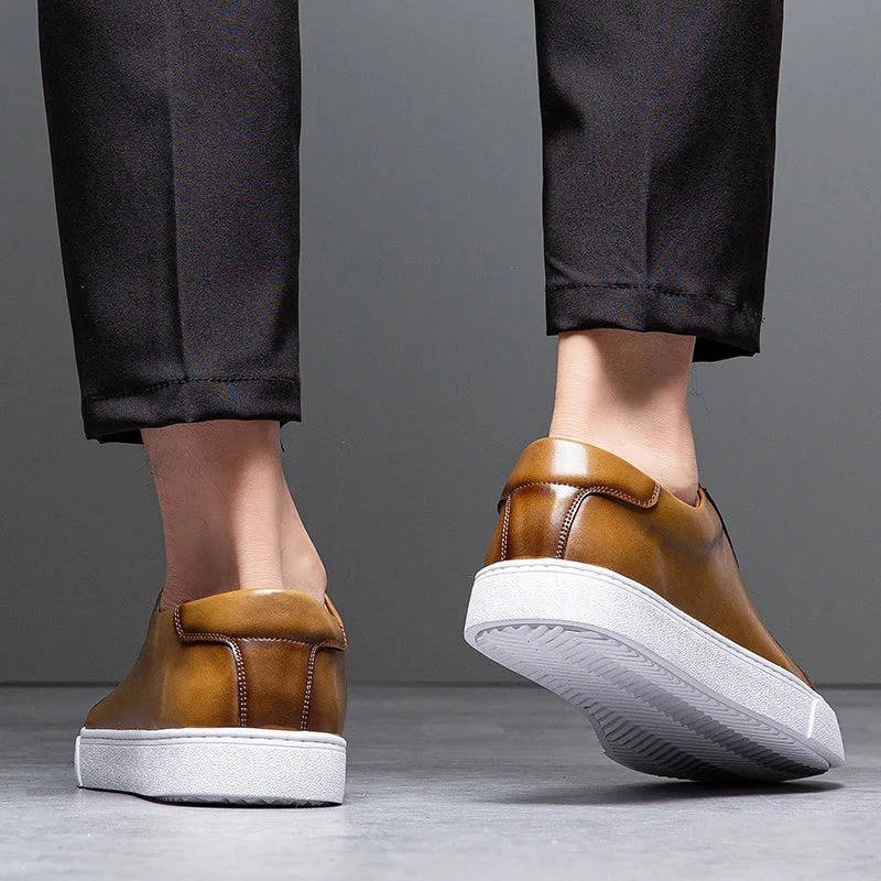Evan | Men's Leather Low Top Sneakers with Lace Up