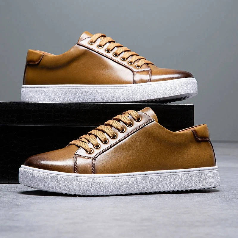 Evan | Men's Leather Low Top Sneakers with Lace Up