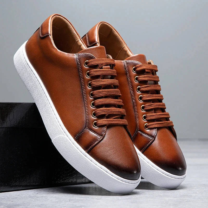 Evan | Men's Leather Low Top Sneakers with Lace Up