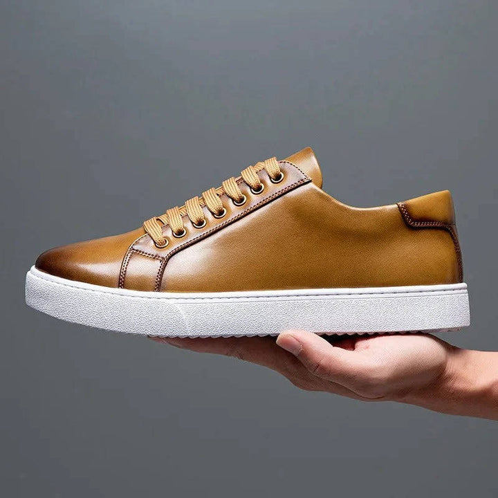 Evan | Men's Leather Low Top Sneakers with Lace Up