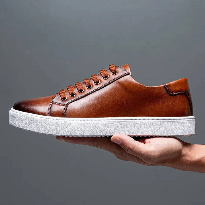 Evan | Men's Leather Low Top Sneakers with Lace Up