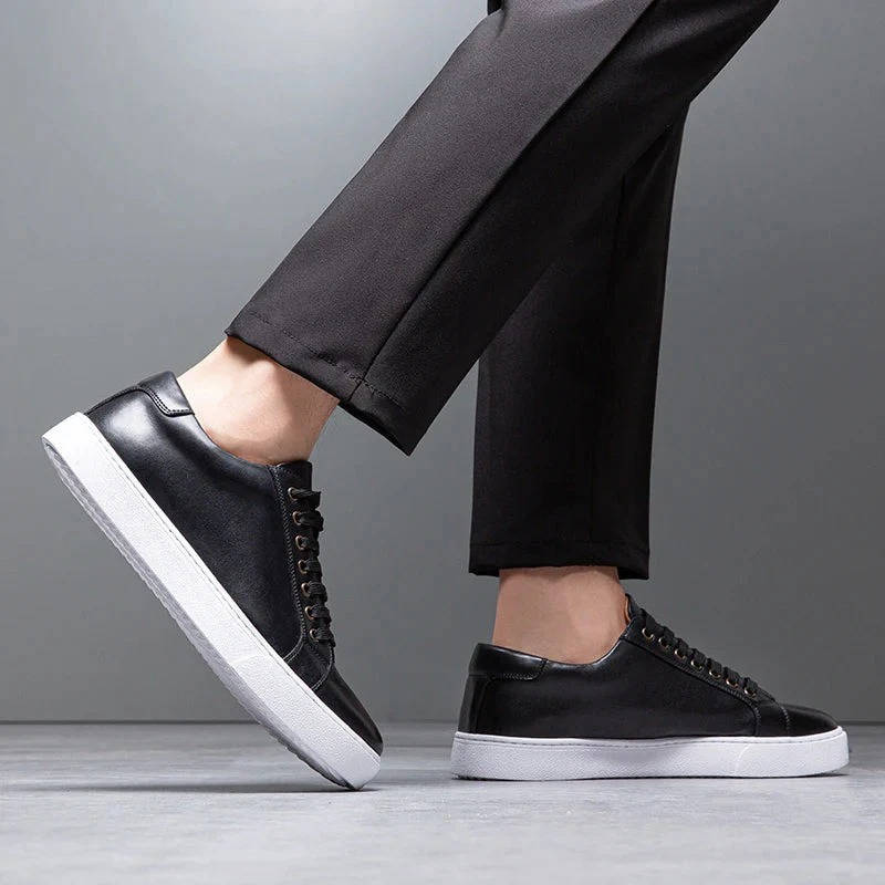 Evan | Men's Leather Low Top Sneakers with Lace Up