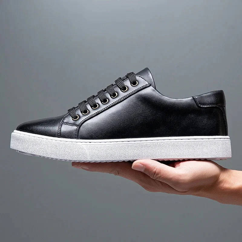 Evan | Men's Leather Low Top Sneakers with Lace Up