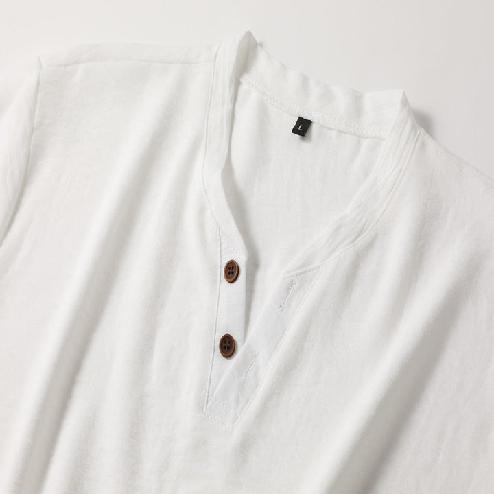 West | Men’s Short-Sleeve V-Neck T-Shirt with Two Buttons