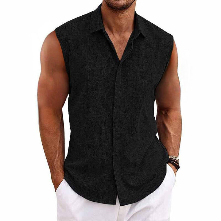 Alden | Men’s Sleeveless Linen Shirt with Collar