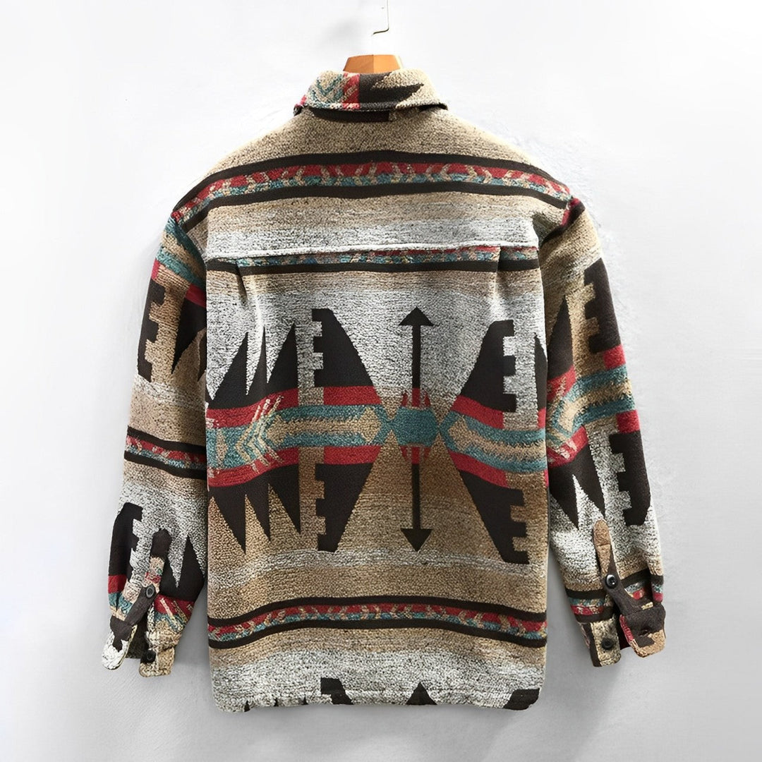 Samuel | Men’s Geometric Print Long Sleeve Shirt with Buttons