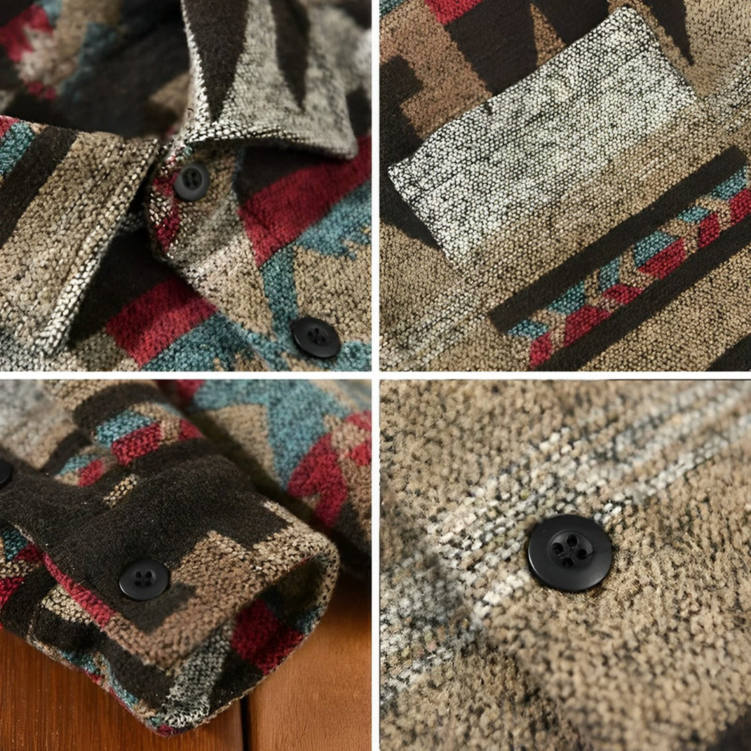 Samuel | Men’s Geometric Print Long Sleeve Shirt with Buttons