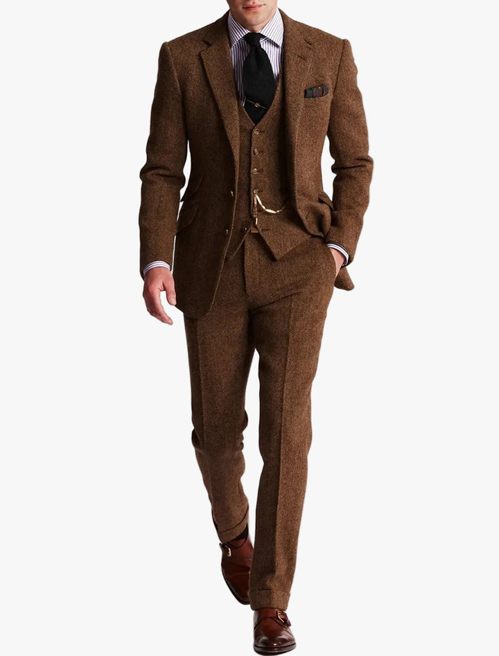 Spencer | Men’s Classic Three-Piece Tweed Suit with Vest and Blazer