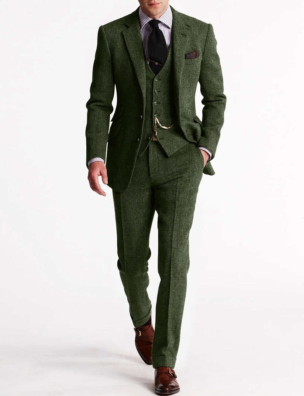 Spencer | Men’s Classic Three-Piece Tweed Suit with Vest and Blazer