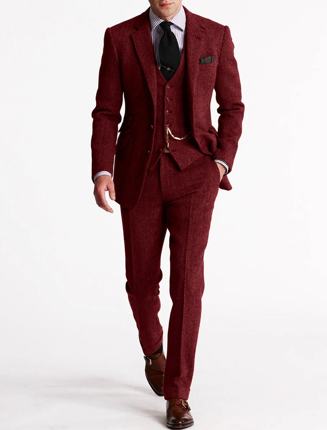 Spencer | Men’s Classic Three-Piece Tweed Suit with Vest and Blazer