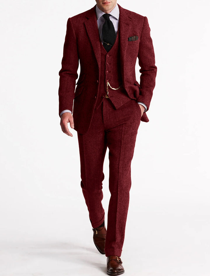 Spencer | Men’s Classic Three-Piece Tweed Suit with Vest and Blazer