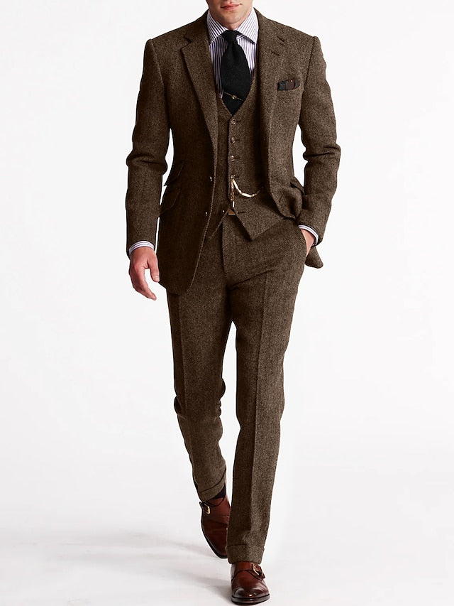 Spencer | Men’s Classic Three-Piece Tweed Suit with Vest and Blazer