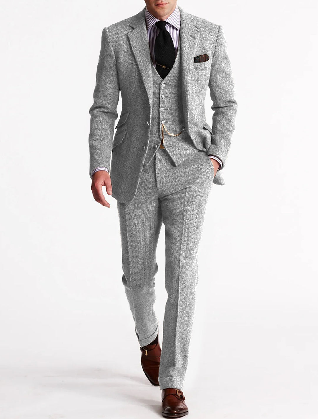 Spencer | Men’s Classic Three-Piece Tweed Suit with Vest and Blazer