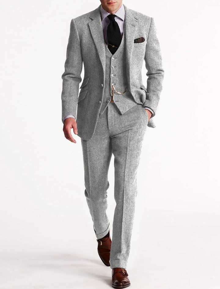 Spencer | Men’s Classic Three-Piece Tweed Suit with Vest and Blazer