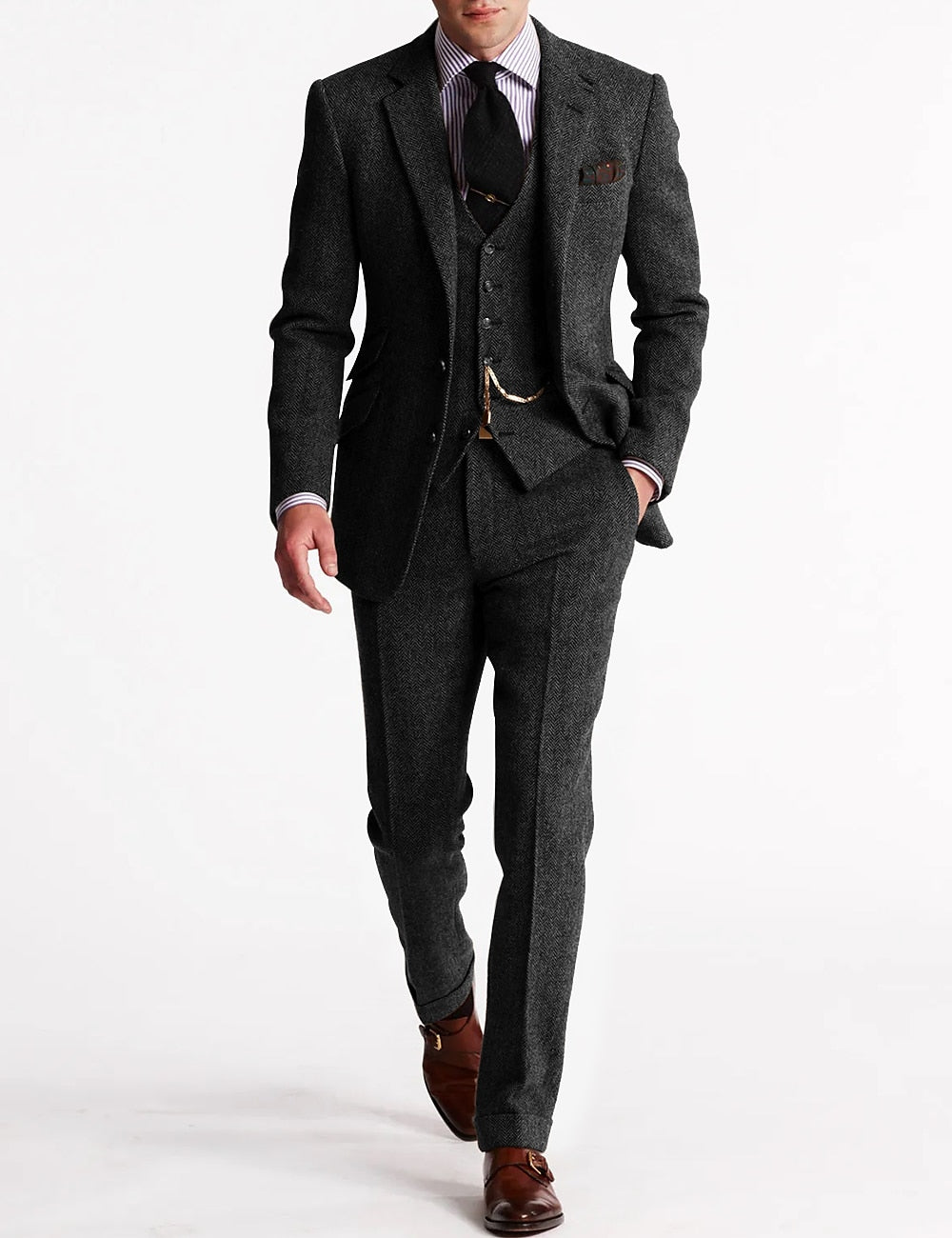 Spencer | Men’s Classic Three-Piece Tweed Suit with Vest and Blazer