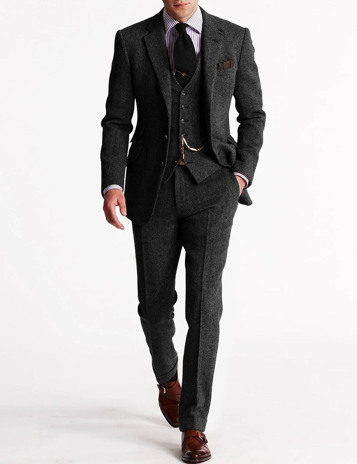 Spencer | Men’s Classic Three-Piece Tweed Suit with Vest and Blazer