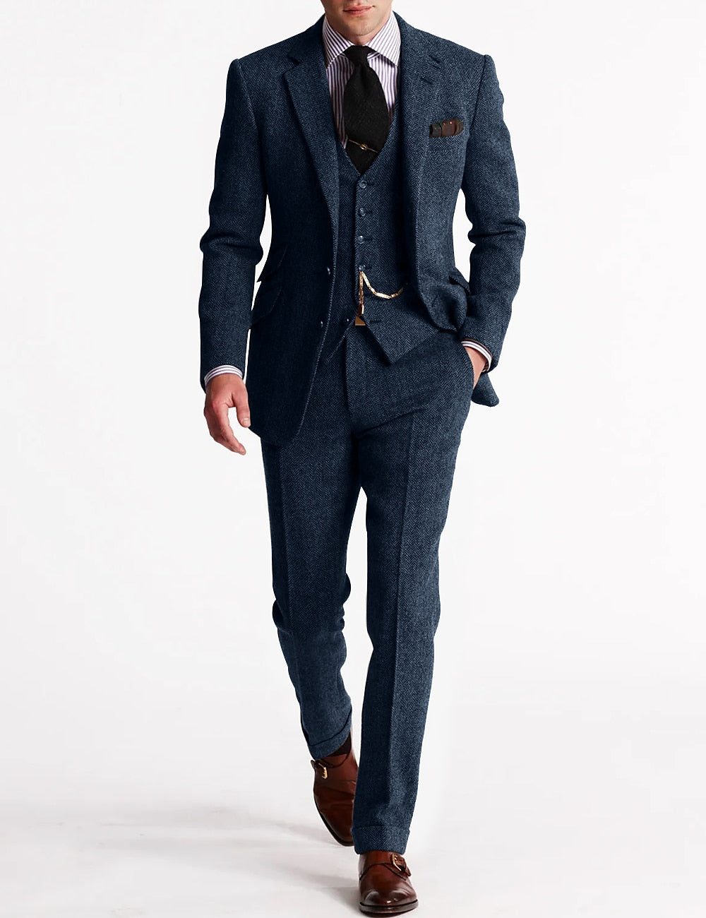 Spencer | Men’s Classic Three-Piece Tweed Suit with Vest and Blazer
