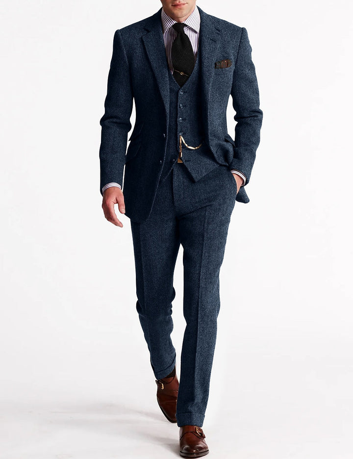 Spencer | Men’s Classic Three-Piece Tweed Suit with Vest and Blazer