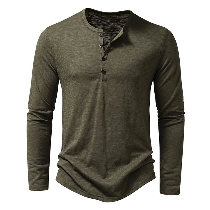 Valentino | Men’s Crew Neck Long Sleeve Shirt with Quarter Buttons