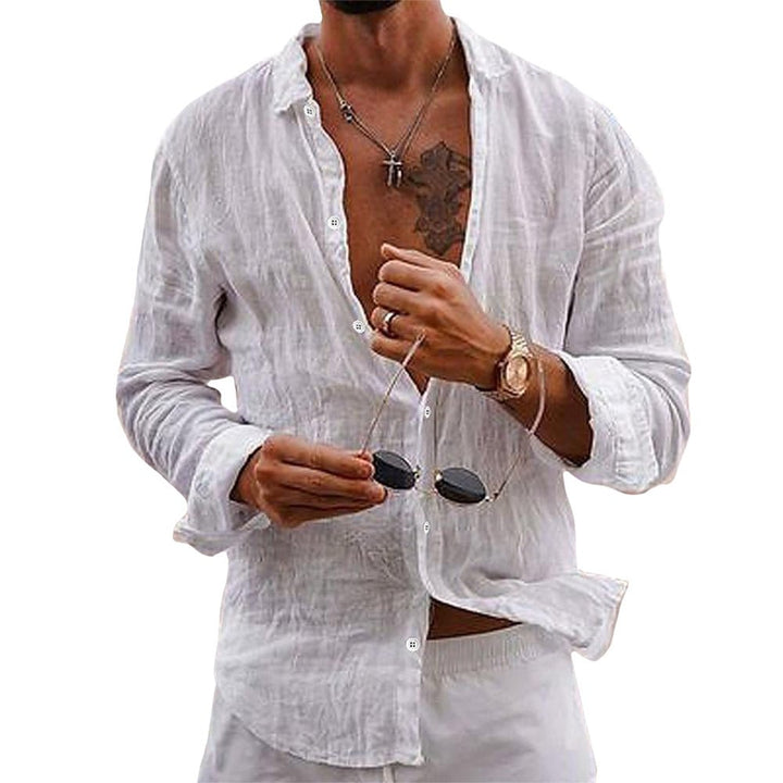 Alden | Men’s Casual Linen Button-Down Shirt with Long Sleeve