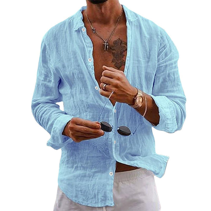 Alden | Men’s Casual Linen Button-Down Shirt with Long Sleeve