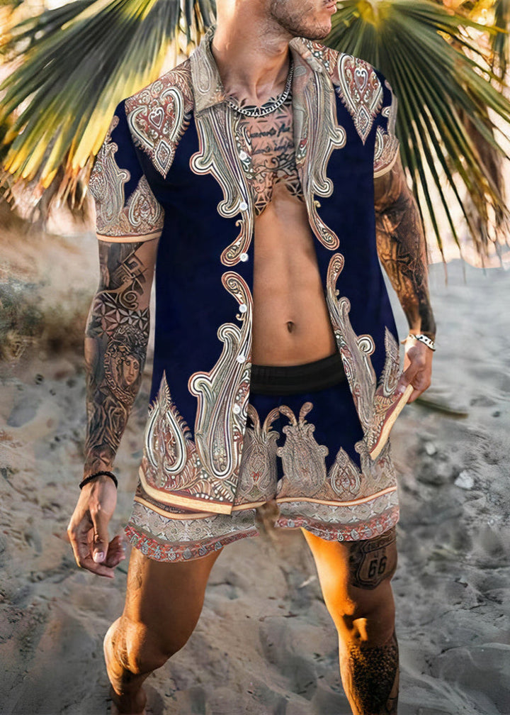 Zaire | Men’s Tropical Print Short Sleeve Shirt & Shorts Set