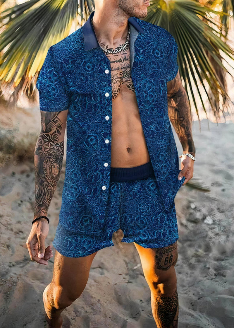 Zaire | Men’s Tropical Print Short Sleeve Shirt & Shorts Set