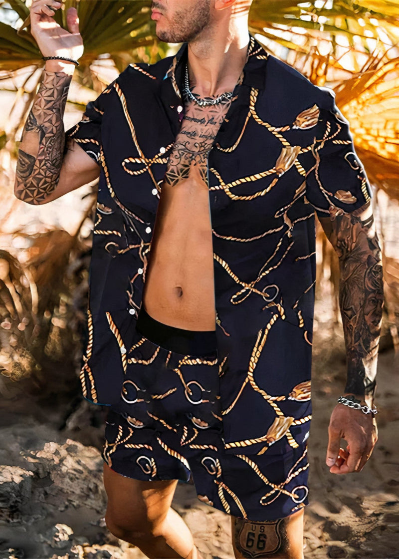 Zaire | Men’s Tropical Print Short Sleeve Shirt & Shorts Set