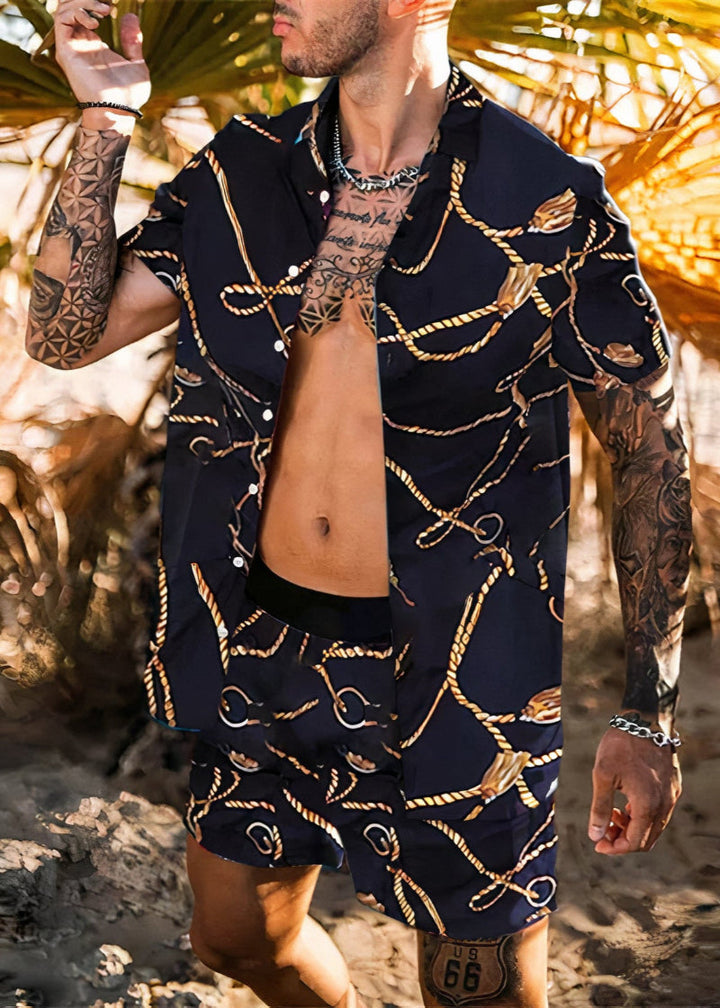 Zaire | Men’s Tropical Print Short Sleeve Shirt & Shorts Set